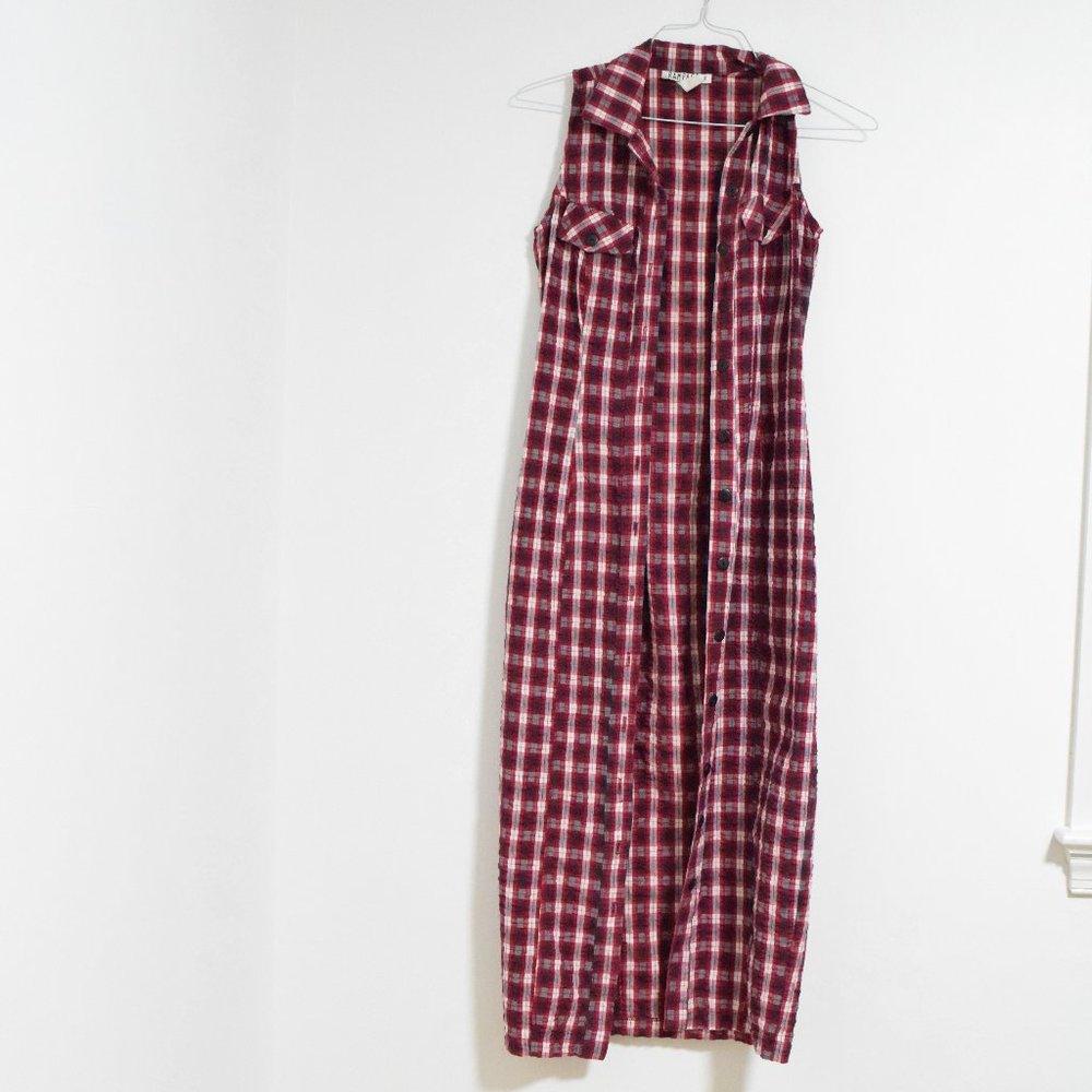RAMPAGE Vintage Red Buffalo Plaid Tank Maxi Dress Duster | Size S - Picture 2 of 6